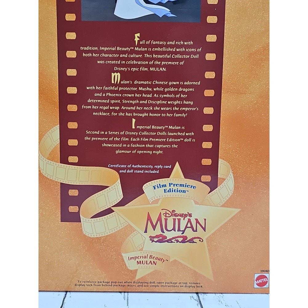 1998 Barbie Mulan Imperial Beauty Disney Film Premiere Edition Doll NRFB Vintage - Picture 11 of 16